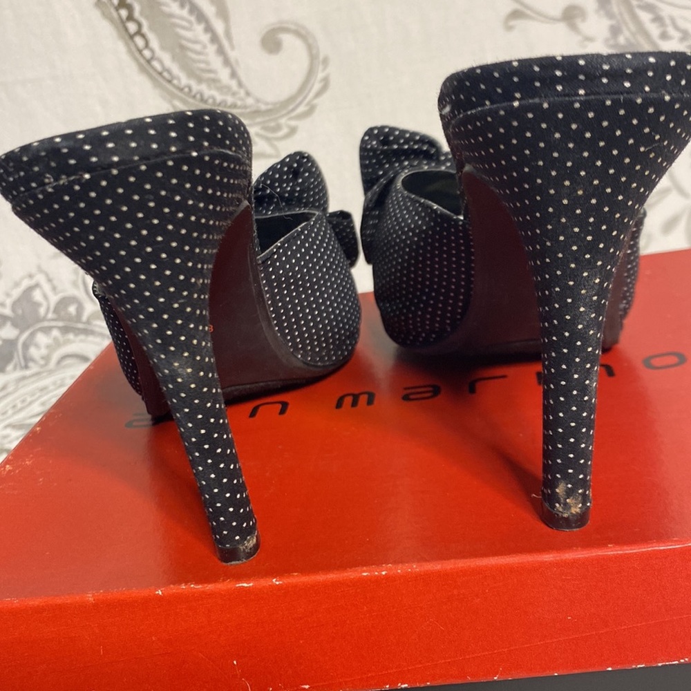Anna Marino backless Black and white polkadot heels size 8 1/2 - Picture 4 of 14